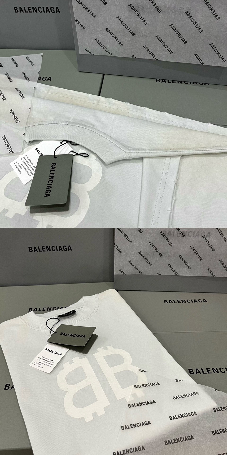 Balenciaga 巴黎世家 纯色字母印花 短袖 T恤 圆领 夏季 男女同款 白色 739784TOVU69012