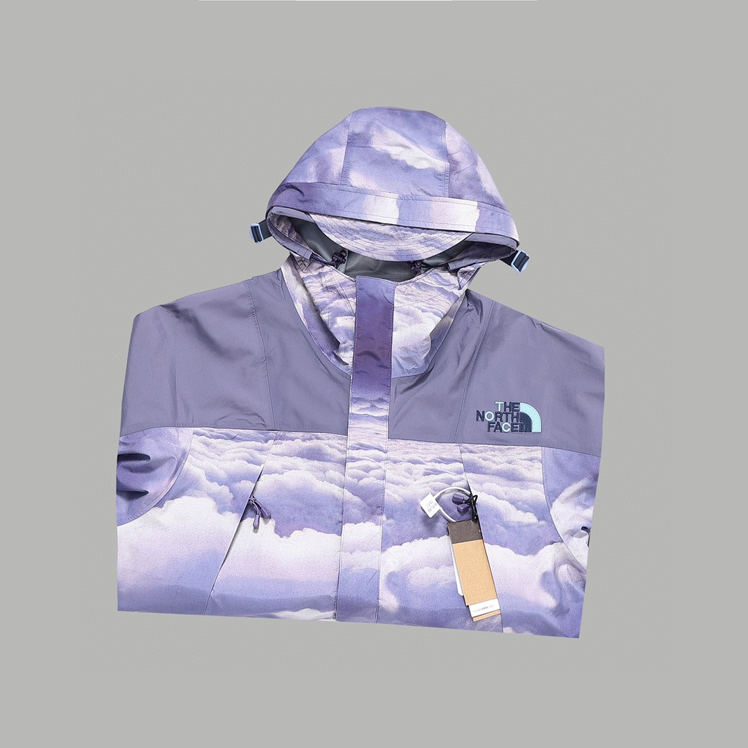 THE NORTH FACE 北面 CLOT 联名款 SS23 logo刺绣连帽防水长袖冲锋衣 夹克 外套 男女同款 苍穹青 日出堇 NF0A8736-IAN
