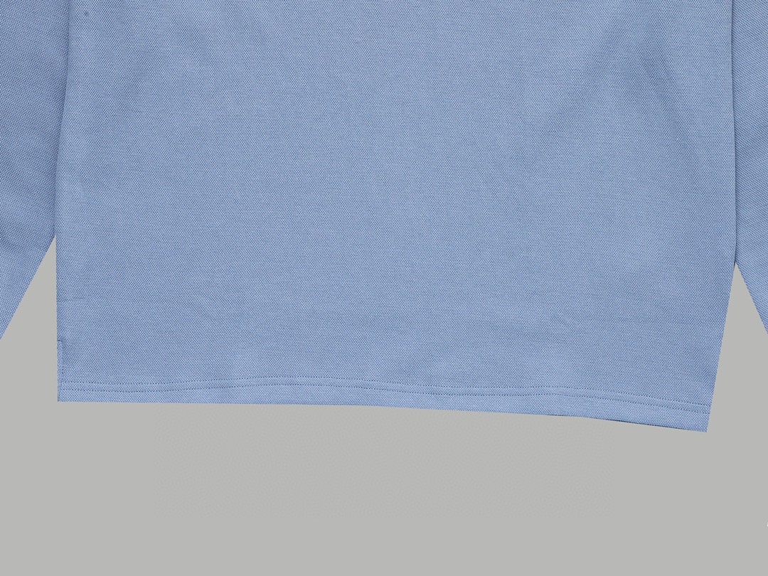 PRADA 普拉达 徽标撞色螺纹 Polo衫 长袖 休闲 男款 浅蓝色