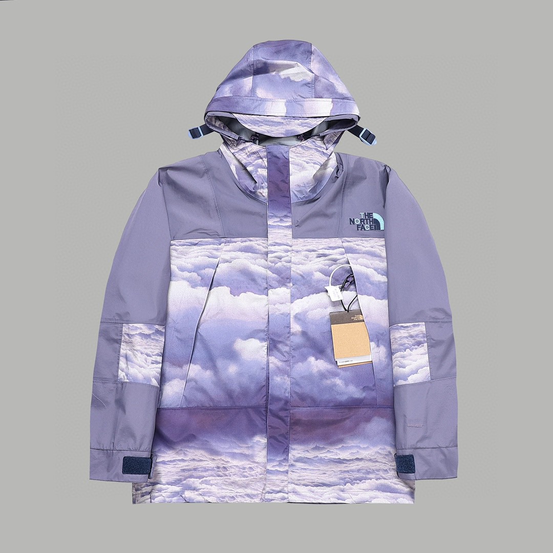THE NORTH FACE 北面 CLOT 联名款 SS23 logo刺绣连帽防水长袖冲锋衣 夹克 外套 男女同款 苍穹青 日出堇 NF0A8736-IAN