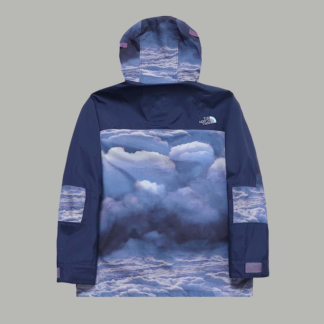 THE NORTH FACE 北面 CLOT 联名款 SS23 logo刺绣连帽防水长袖冲锋衣 夹克 外套 男女同款 苍穹青 日出堇 NF0A8736-IAN