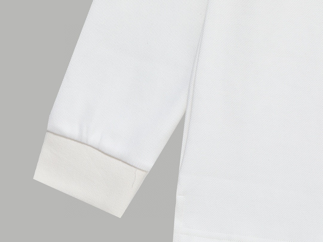 PRADA 普拉达 徽标撞色螺纹 Polo衫 长袖 休闲 男款 白色