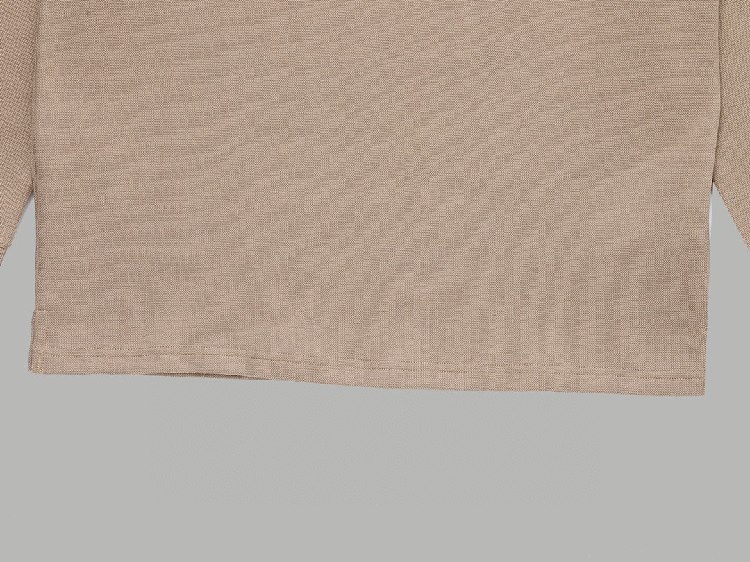 PRADA 普拉达 徽标撞色螺纹 Polo衫 长袖 休闲 男款 卡其色