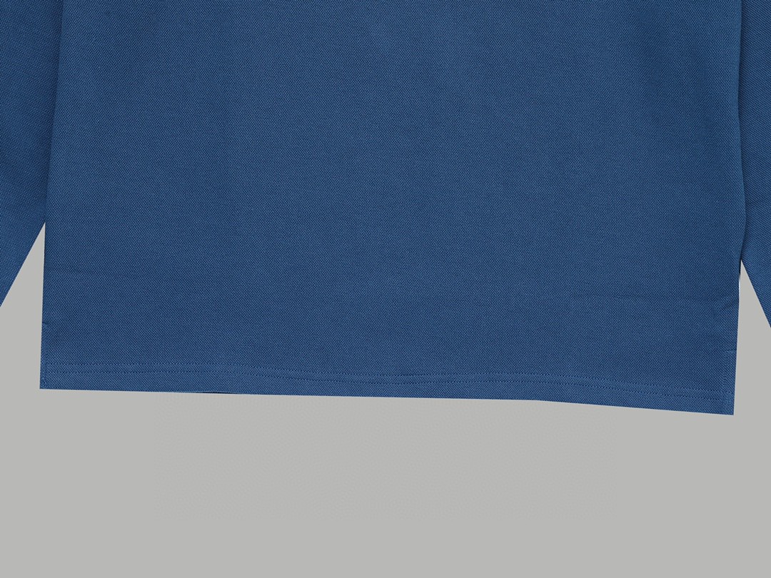 PRADA 普拉达 徽标撞色螺纹 Polo衫 长袖 休闲 男款 蓝色