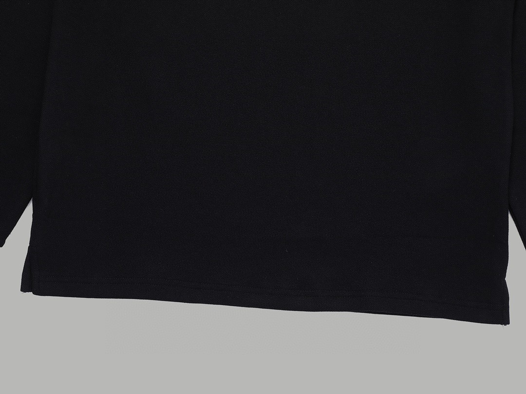 PRADA 普拉达 徽标撞色螺纹 Polo衫 长袖 休闲 男款 黑色