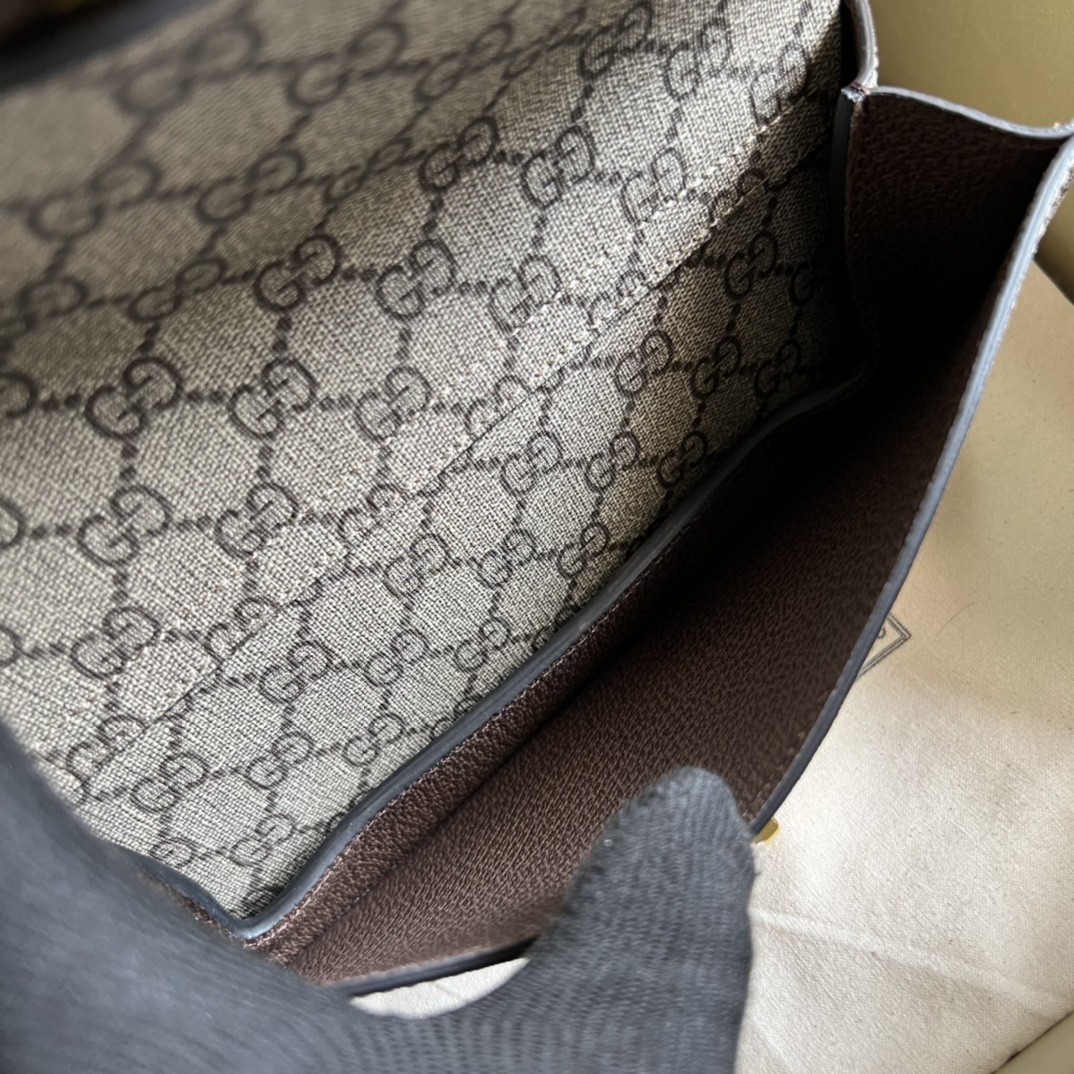 原厂皮 GUCCI 古驰 Blondie 复古老花满印金色Logo饰面帆布拼皮革 腰包 斜挎包 单肩包 棕色 718154-UULBG-8442