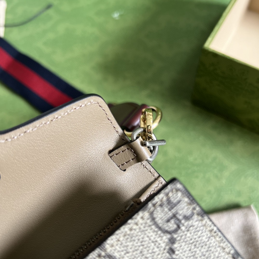 原厂皮 GUCCI 古驰 Dionysus 老花Logo按扣闭合帆布 迷你包 斜挎包 单肩包 棕色 696804-UI1MX-8852