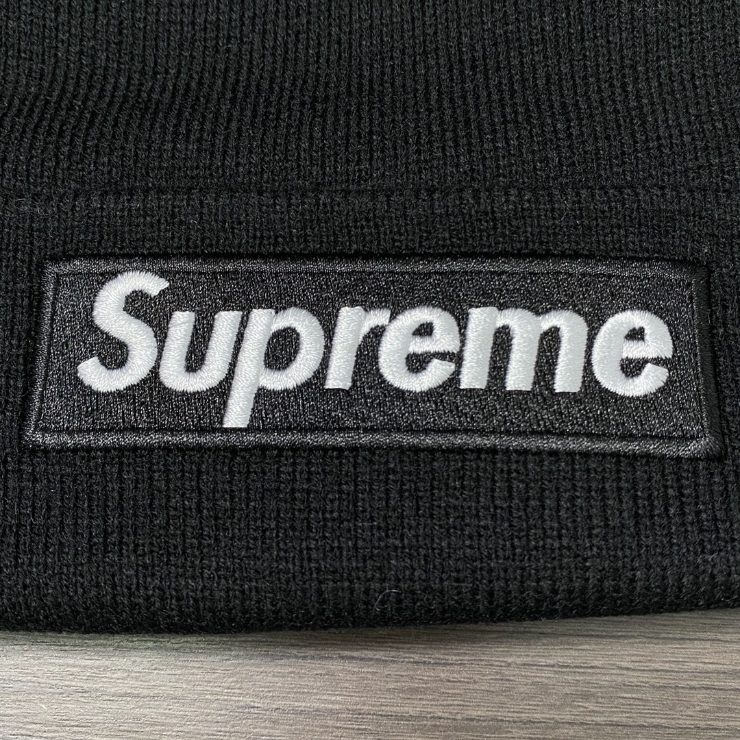 Supreme Week 16 New Era Box Logo Beanie 联名款 徽标刺绣装饰 绒线帽 毛线帽 帽子 男女同款 情侣款 黑色 SUP-FW21-404