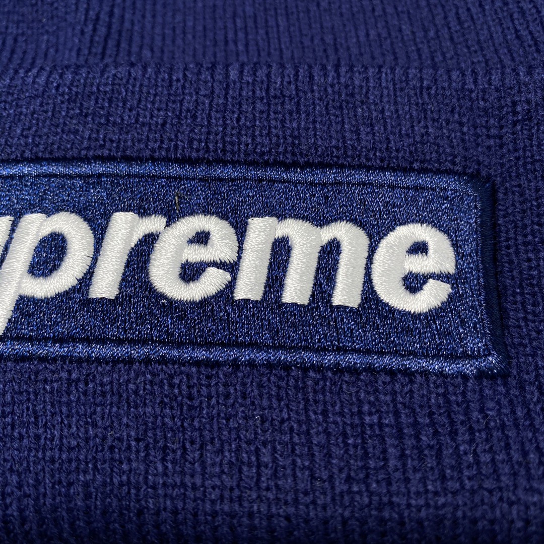 Supreme Week 16 New Era Box Logo Beanie 联名款 徽标刺绣装饰 绒线帽 毛线帽 帽子 男女同款 情侣款 蓝色 SUP-FW21-404