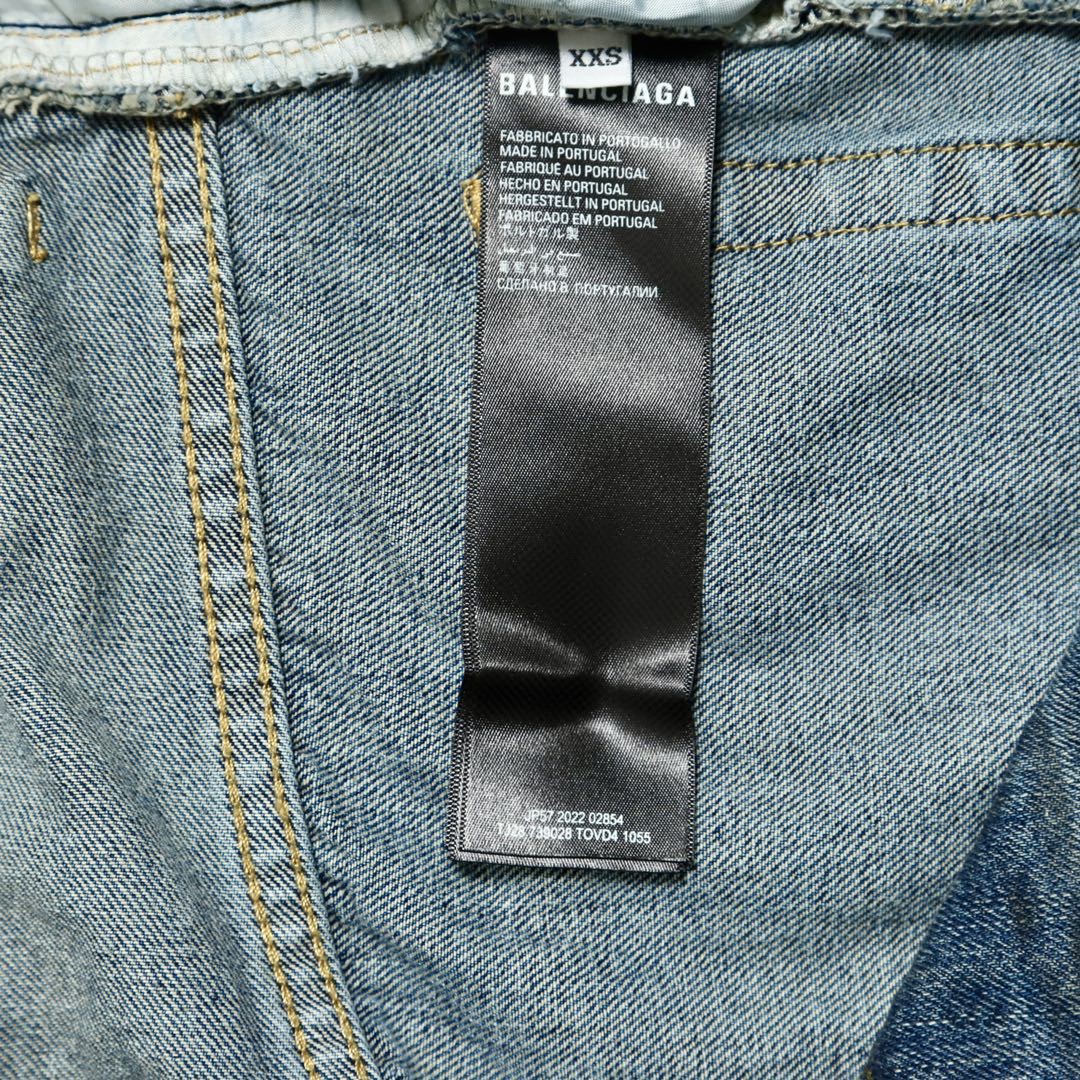 Balenciaga 巴黎世家 褶皱做旧纽扣破洞 牛仔裤 长裤 男款 蓝色