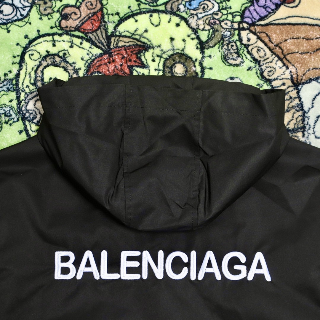 Balenciaga 巴黎世家 双拉链尼龙 冲锋衣 宽松 外套 秋冬 男女同款 黑色