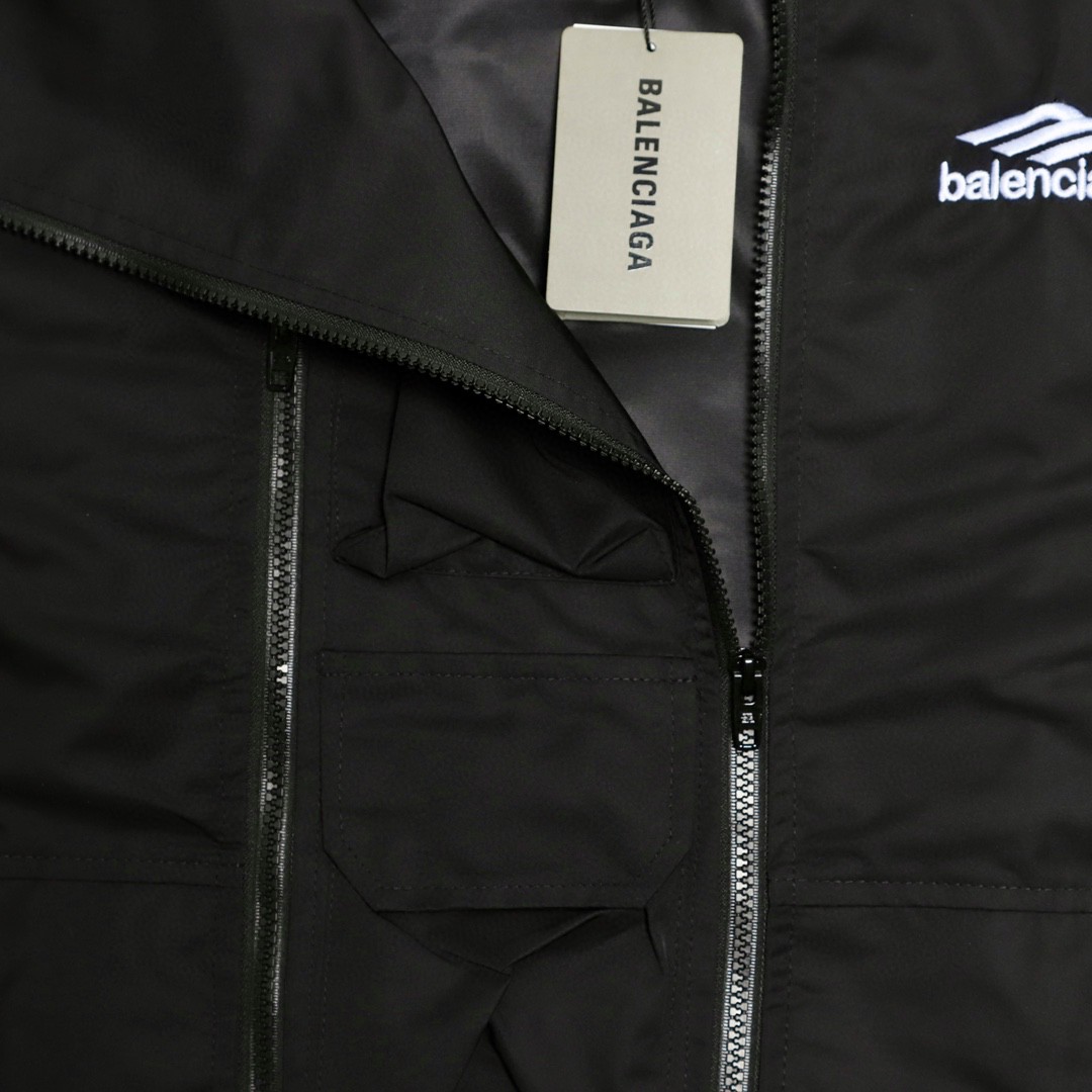 Balenciaga 巴黎世家 双拉链尼龙 冲锋衣 宽松 外套 秋冬 男女同款 黑色
