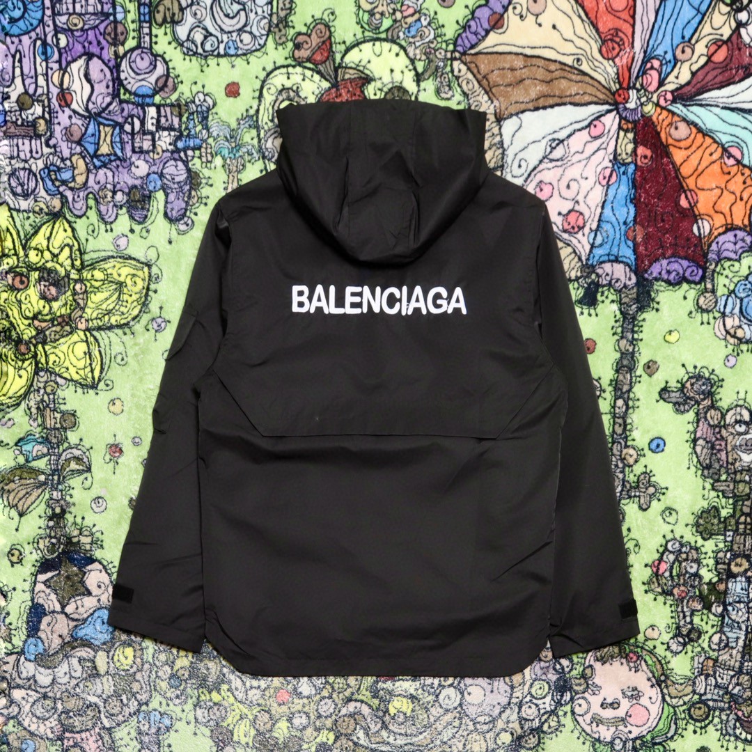 Balenciaga 巴黎世家 双拉链尼龙 冲锋衣 宽松 外套 秋冬 男女同款 黑色