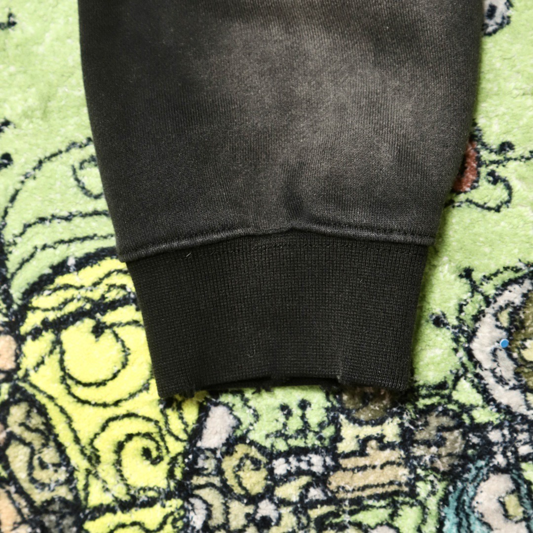 Balenciaga 巴黎世家 波浪字母刺绣Logo 扎染连帽拉链卫衣 宽松 男女同款 黑色