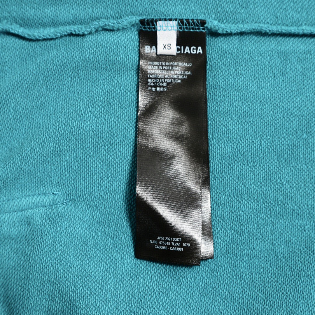 Balenciaga 巴黎世家 波浪字母刺绣Logo 扎染连帽拉链卫衣 宽松 男女同款 蓝色