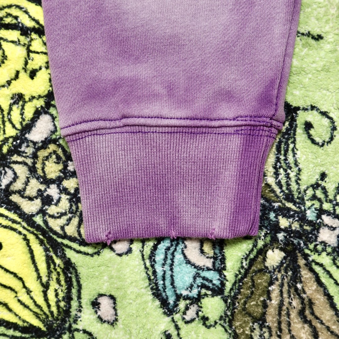 Balenciaga 巴黎世家 波浪字母刺绣Logo 扎染连帽拉链卫衣 宽松 男女同款 紫色