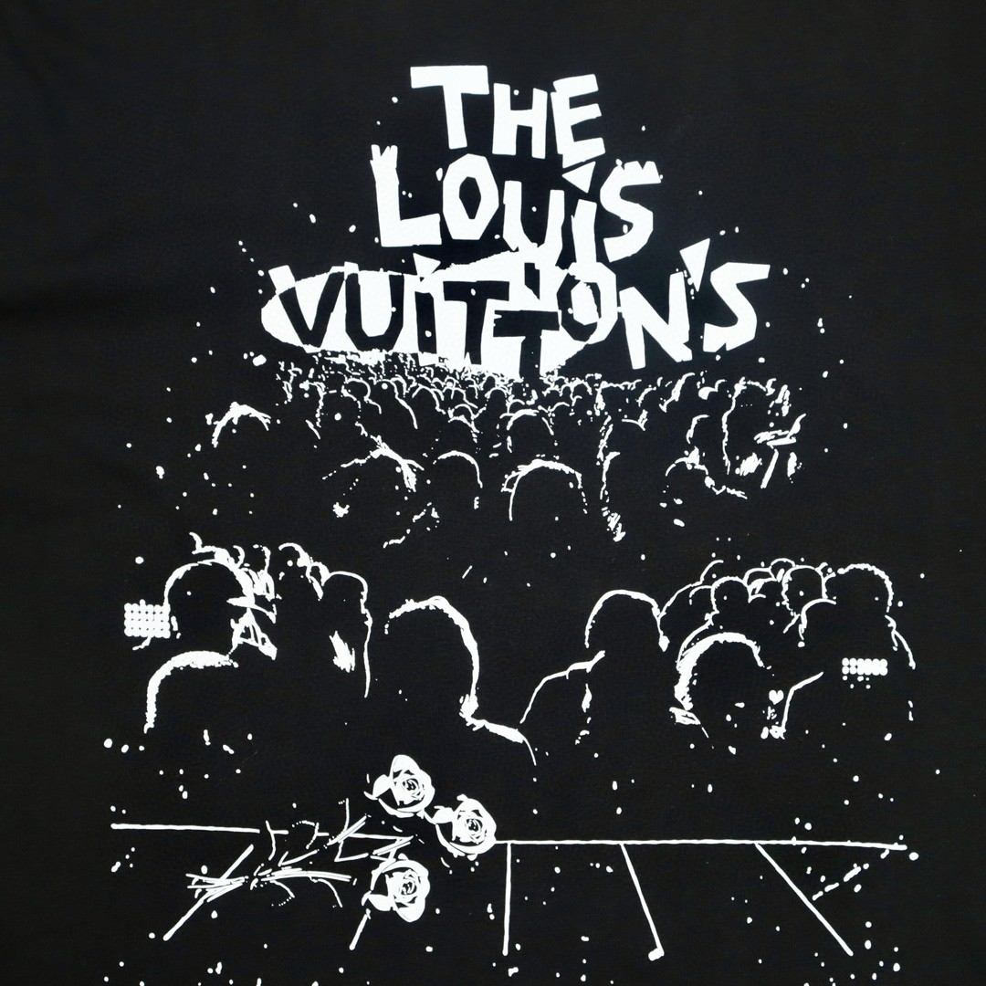LOUIS VUITTON 路易威登 乐队演唱会字母印花 圆领 短袖 T 恤 上衣 夏款 男女同款 黑色 1AARPC