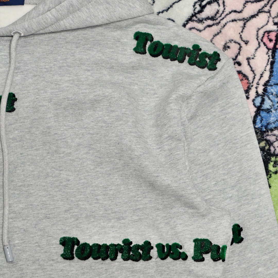 LOUIS VUITTON 路易威登 FW21 Tourist Vspurist Logo印花连帽卫衣 外套 长袖 套头 男款 灰色 1A97AJ