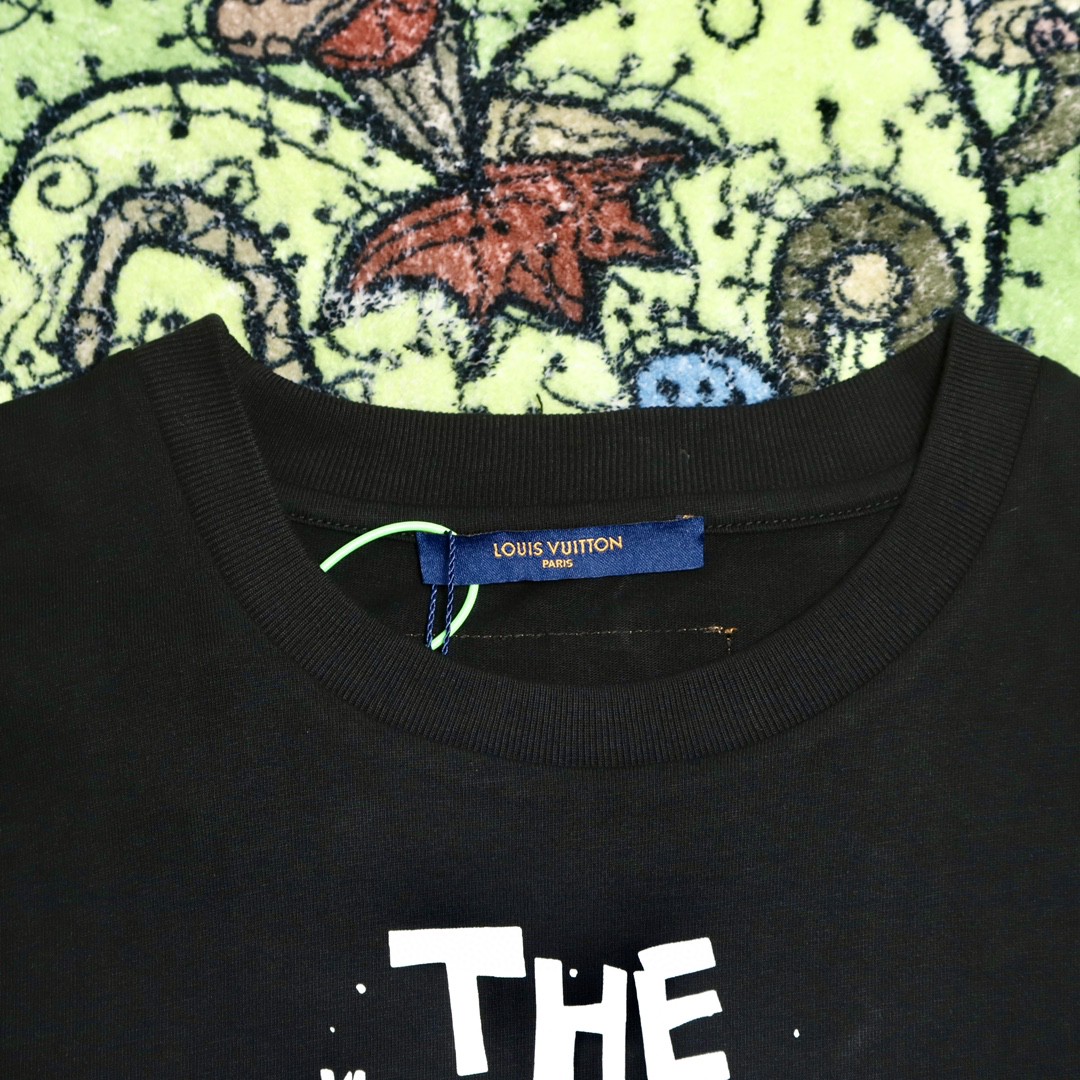 LOUIS VUITTON 路易威登 乐队演唱会字母印花 圆领 短袖 T 恤 上衣 夏款 男女同款 黑色 1AARPC