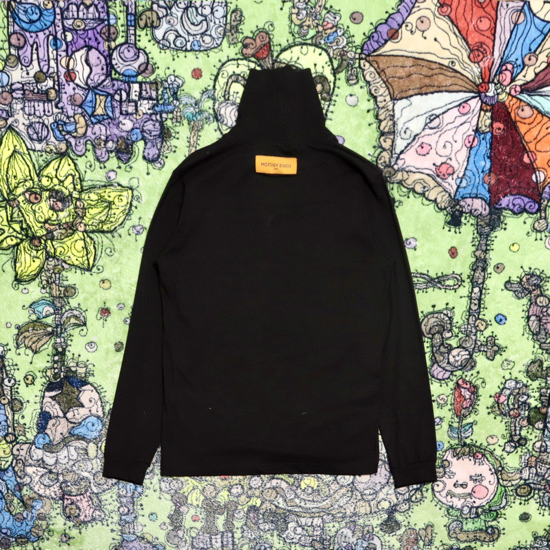 LOUIS VUITTON 路易威登 SS22 刺绣字母高领套头 针织衫 长袖 套头 男款 黑色 1A9GL4