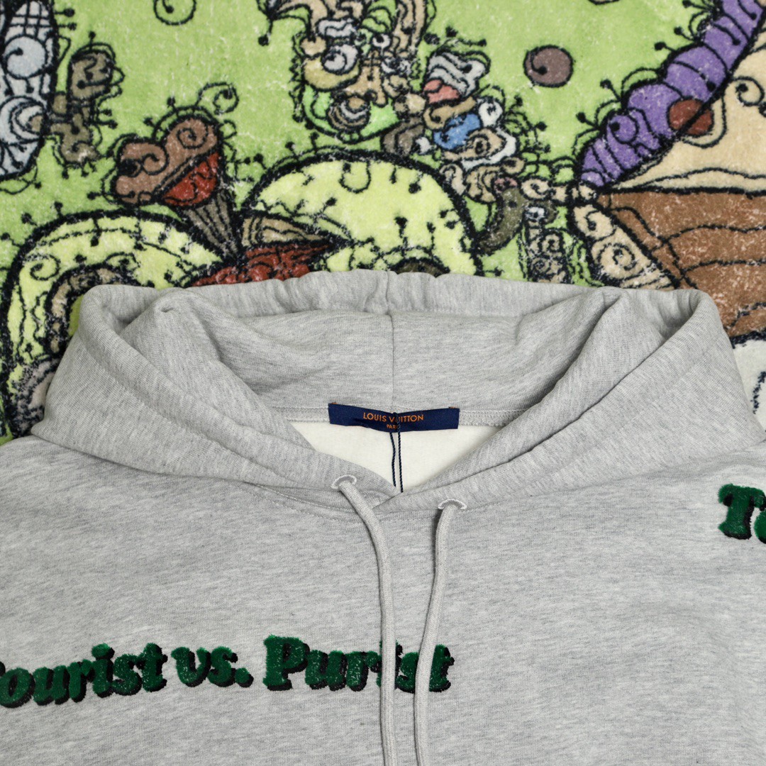 LOUIS VUITTON 路易威登 FW21 Tourist Vspurist Logo印花连帽卫衣 外套 长袖 套头 男款 灰色 1A97AJ
