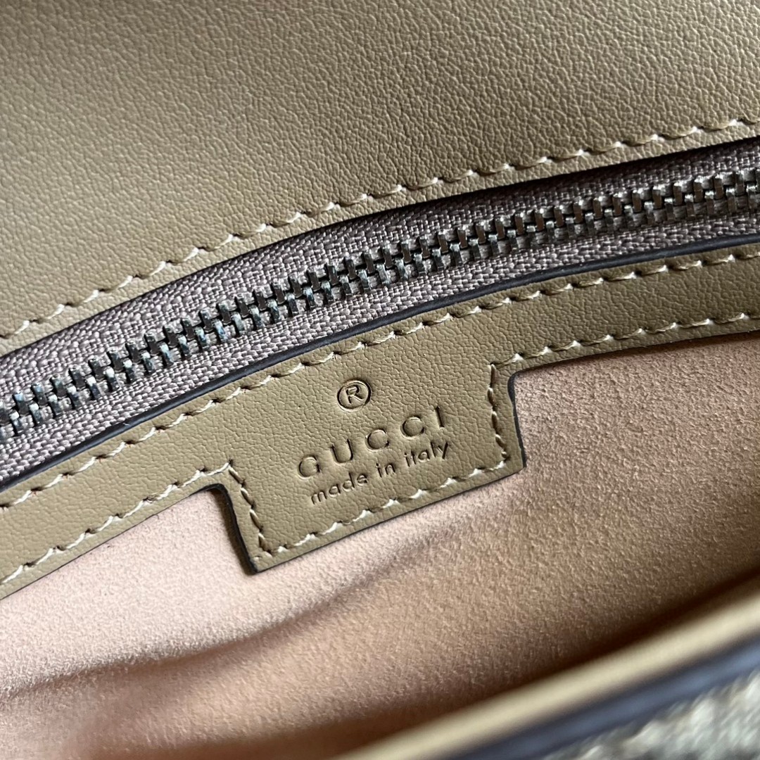 原厂皮 GUCCI 古驰 Petite 双G徽标可拆卸肩带 单肩包 斜挎包 手提包 棕色 739722-FACJP-9769