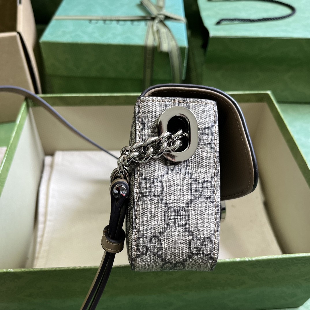 原厂皮 GUCCI 古驰 Petite 双G徽标可拆卸肩带 单肩包 斜挎包 手提包 棕色 739722-FACJP-9769