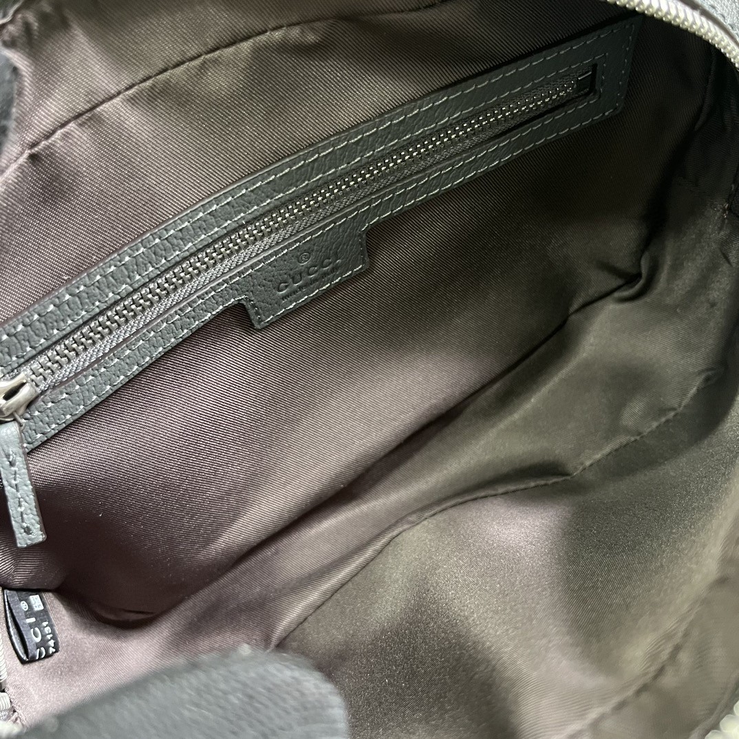 原厂皮 GUCCI 古驰 双G造型银色调配件帆布 洗漱包 手拿包 手提包 黑色 760019