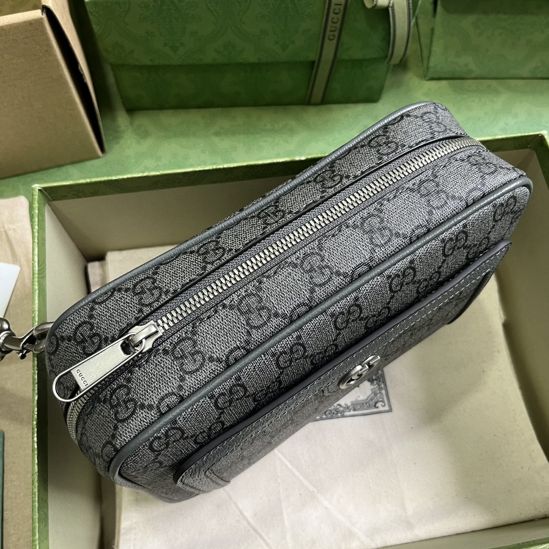 原厂皮 GUCCI 古驰 Ophidia 通体双G Logo 印花 手拿包 手提包 黑色