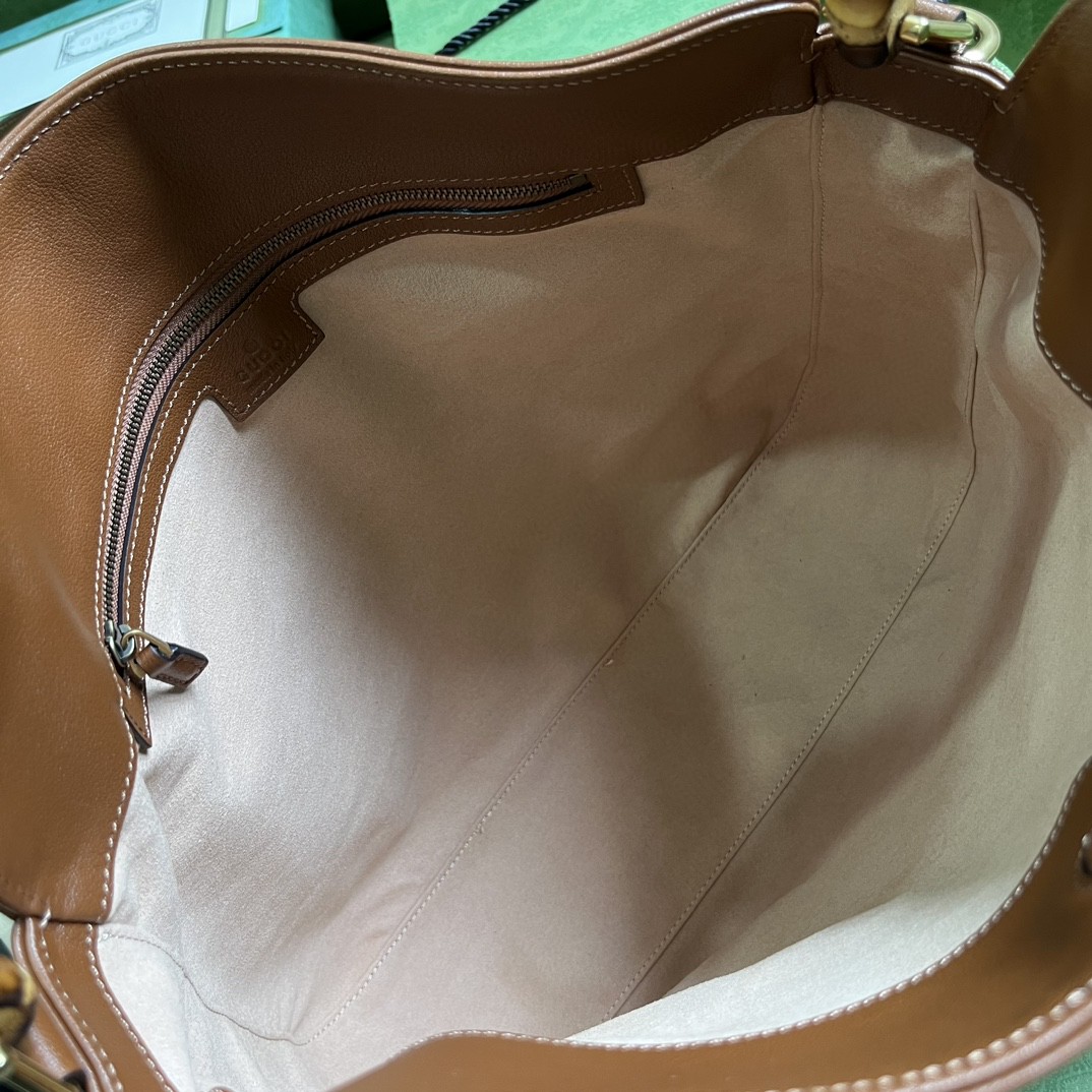 原厂皮 GUCCI 古驰 Diana 竹节 磁扣开合皮革 斜挎包 单肩包 手提包 大号 棕色 746245-UAAAY-2548