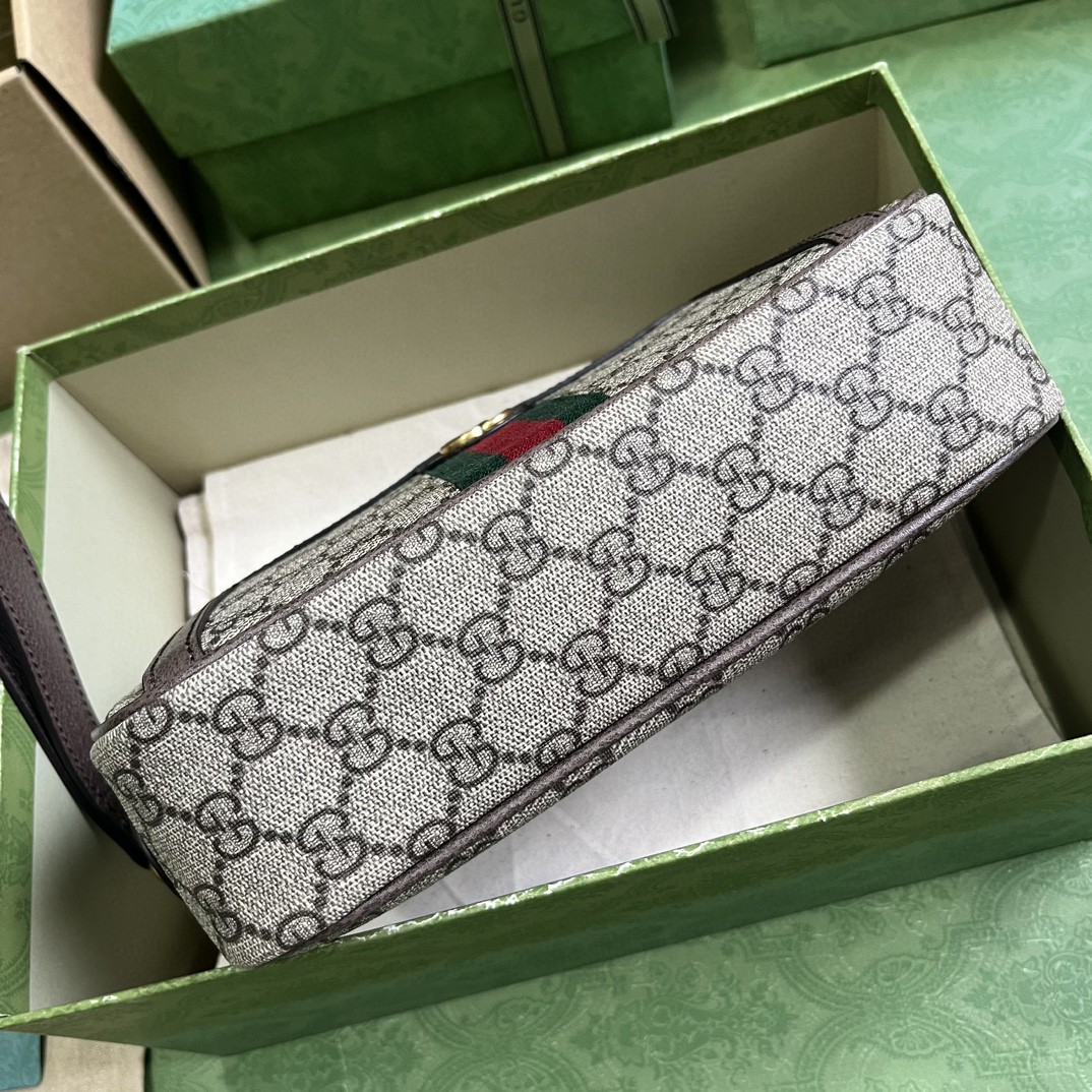 原厂皮 GUCCI 古驰 Ophidia 通体双G Logo 印花 手拿包 手提包 棕色