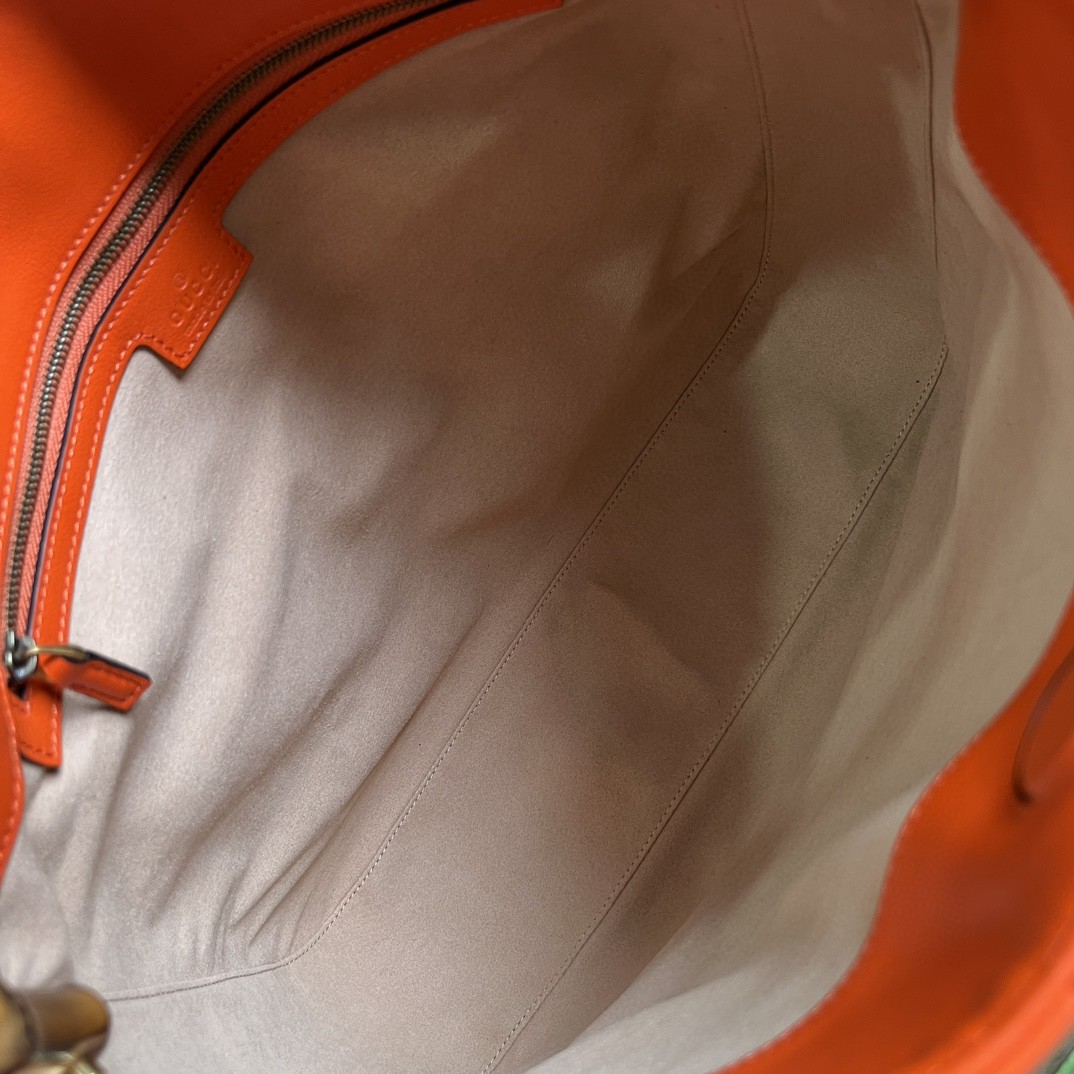 原厂皮 GUCCI 古驰 Diana 竹节 磁扣开合皮革 斜挎包 单肩包 手提包 大号 橙色 746245