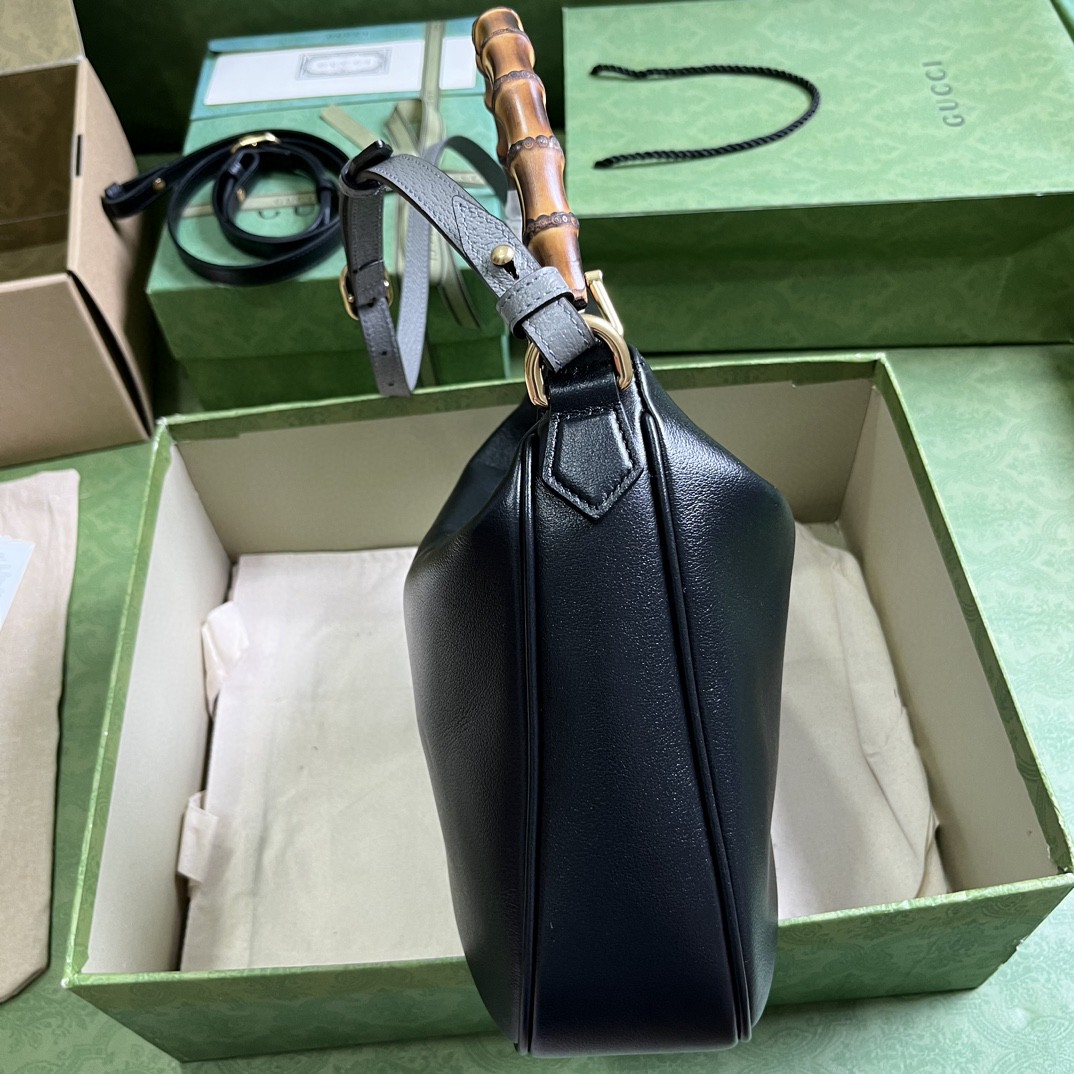 原厂皮 GUCCI 古驰 Diana 竹节 磁扣开合皮革 斜挎包 单肩包 手提包 中号 黑色 746124-UAAAY-1092 