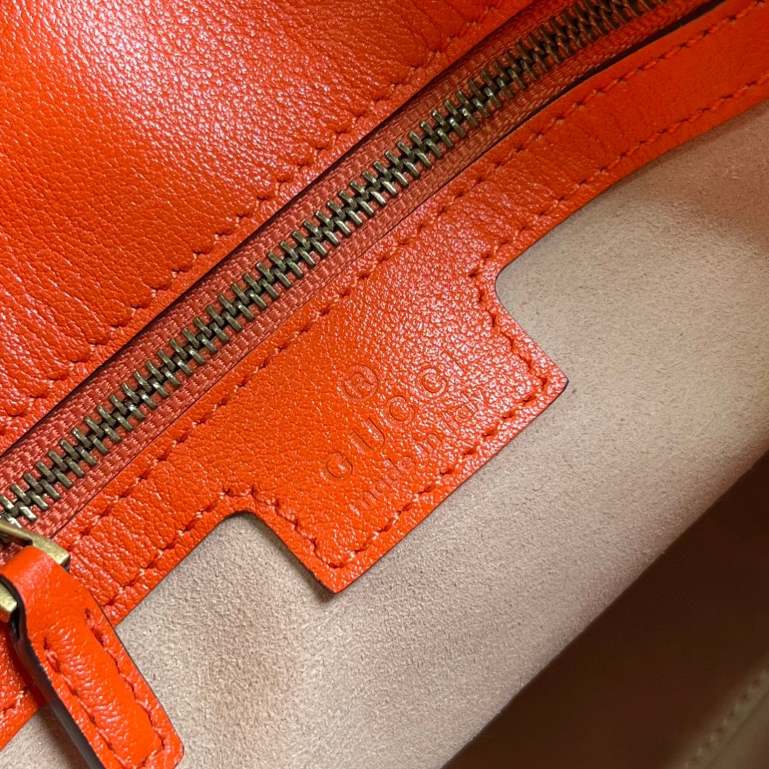 原厂皮 GUCCI 古驰 Diana 竹节 磁扣开合皮革 斜挎包 单肩包 手提包 小号 橙色 746251-UAAAY-7564