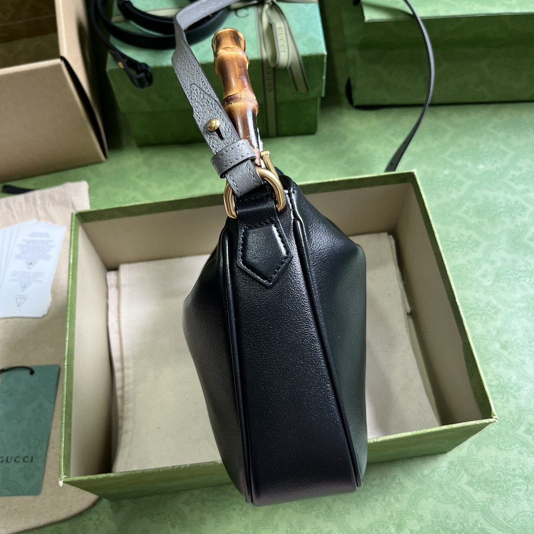 原厂皮 GUCCI 古驰 Diana 竹节 磁扣开合皮革 斜挎包 单肩包 手提包 小号 黑色 746251-UAAAY-1092