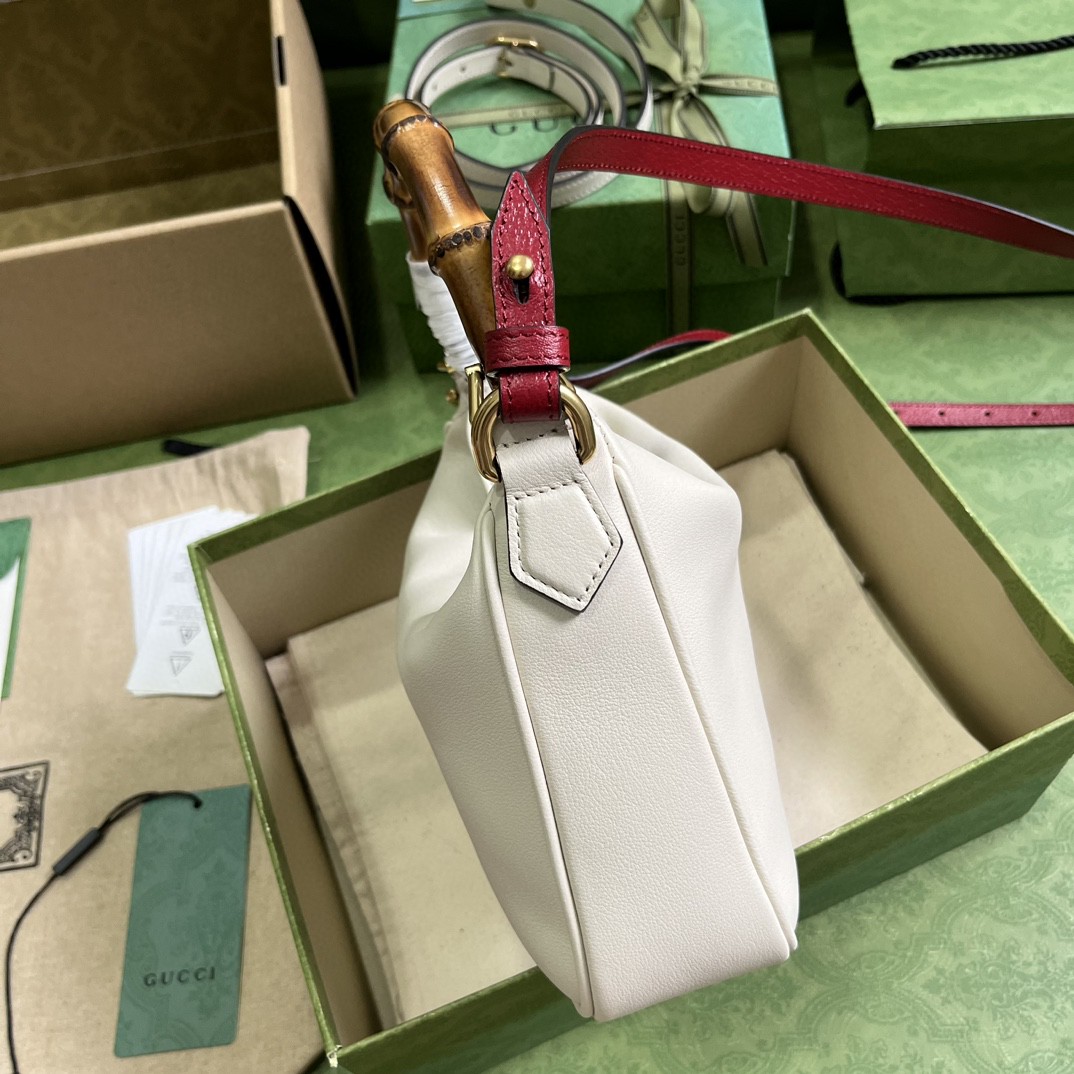 原厂皮 GUCCI 古驰 Diana 竹节 磁扣开合皮革 斜挎包 单肩包 手提包 小号 白色 746251-UAAAY-9043