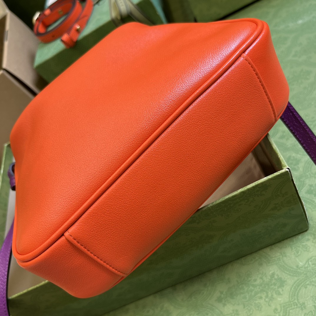 原厂皮 GUCCI 古驰 Diana 竹节 磁扣开合皮革 斜挎包 单肩包 手提包 小号 橙色 746251-UAAAY-7564