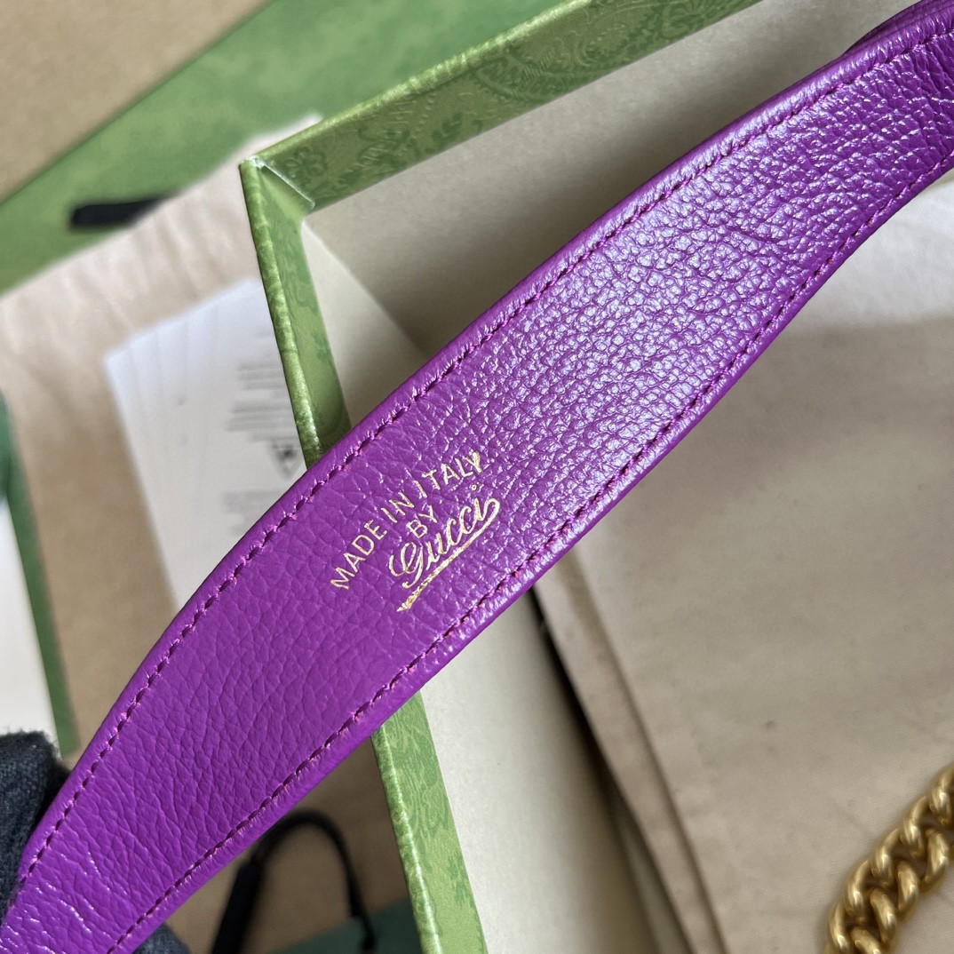 原厂皮 GUCCI 古驰 Aphrodite 金色Logo拉链开合皮革新月腋下包 单肩包 斜挎包 手提包 小号 紫色 731817-AAA9F-5235