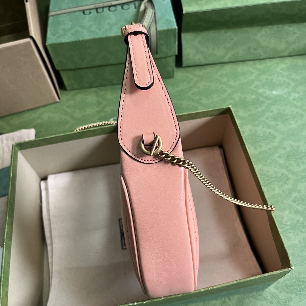 原厂皮 GUCCI 古驰 GG Marmont 系列 复古格调做旧 金标Logo珩缝V型皮革 斜挎包 手提包 粉色 699514-AABZN-6707