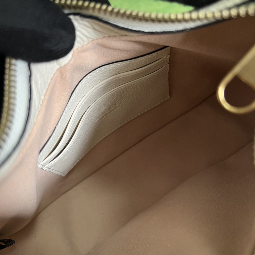 原厂皮 GUCCI 古驰 Aphrodite 金色Logo拉链开合皮革新月腋下包 单肩包 斜挎包 手提包 小号 白色 731817-AABE9-9022