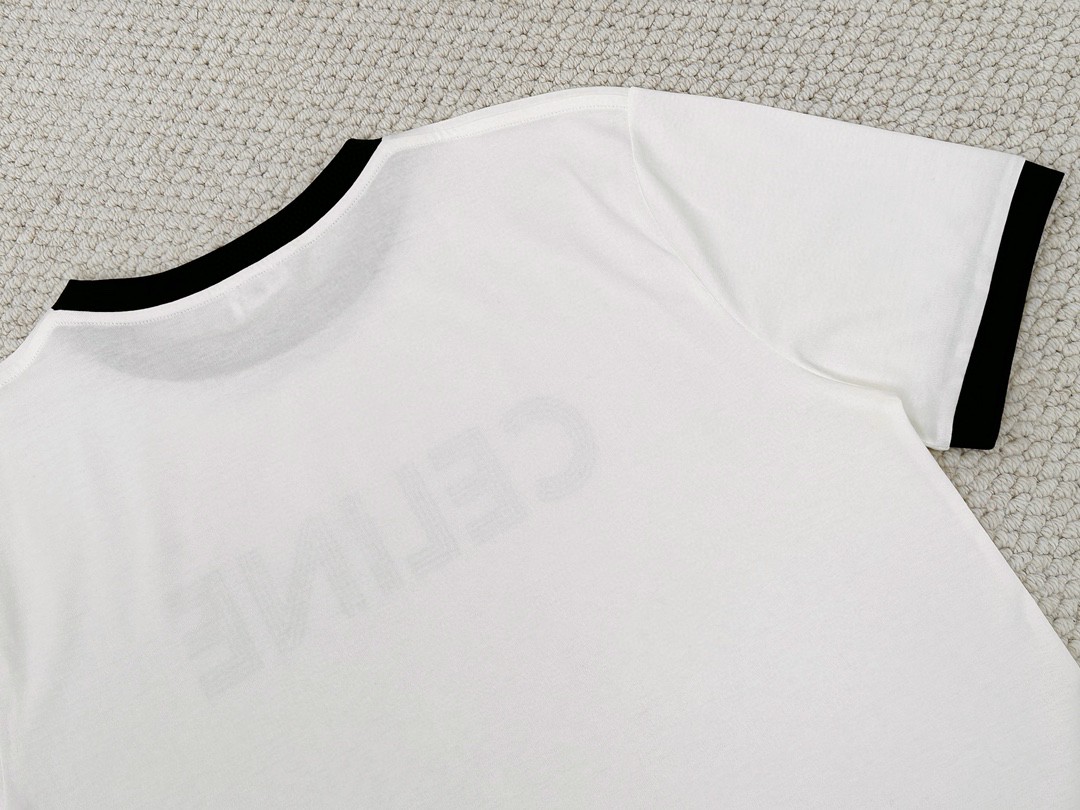 CELINE 赛琳 字母Logo T恤 圆领 短袖 夏款 男女同款 白色