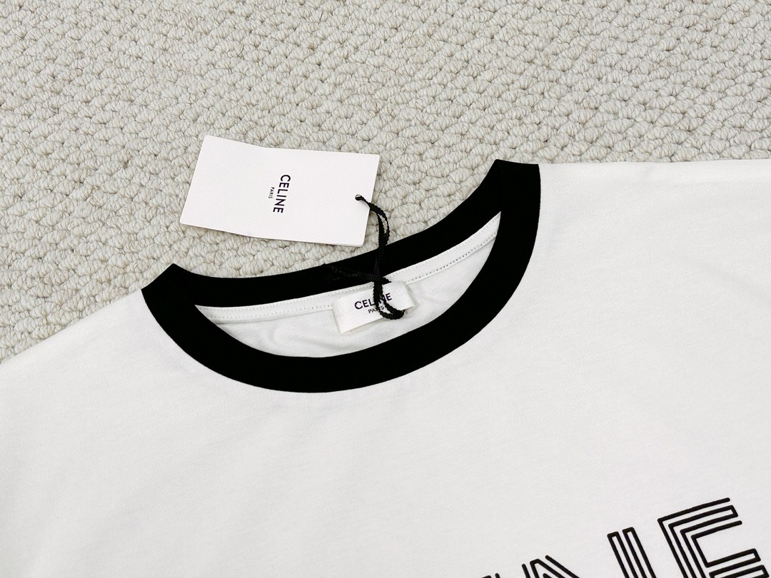 CELINE 赛琳 字母Logo T恤 圆领 短袖 夏款 男女同款 白色