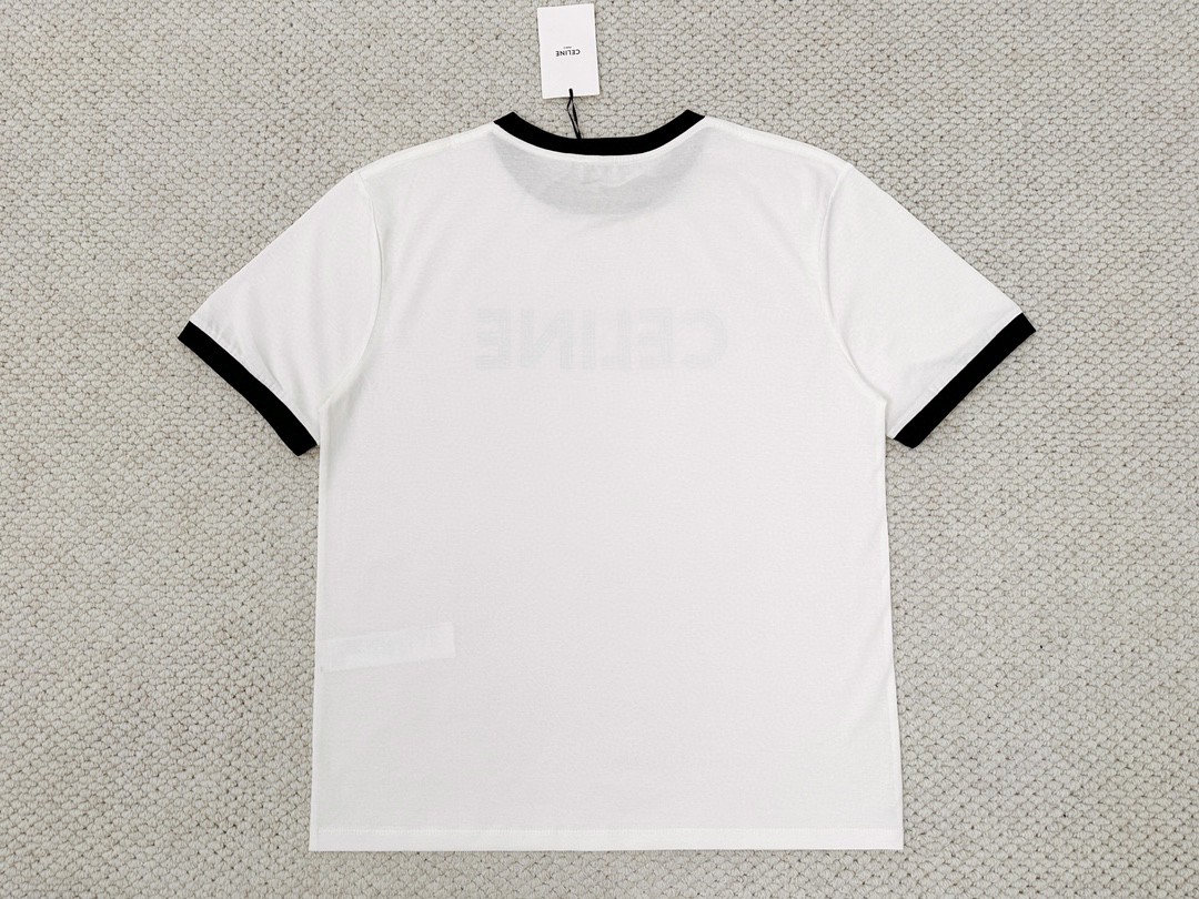 CELINE 赛琳 字母Logo T恤 圆领 短袖 夏款 男女同款 白色