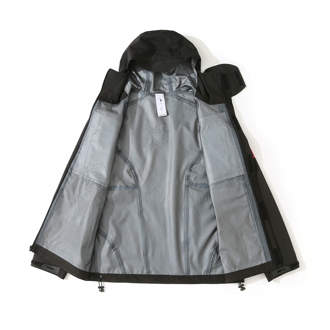 Nike Travis Scott 联名款 GORE TEX 纯色Logo多口袋 连帽夹克  冲锋衣 外套 男款 女款 黑色 DM1276-010