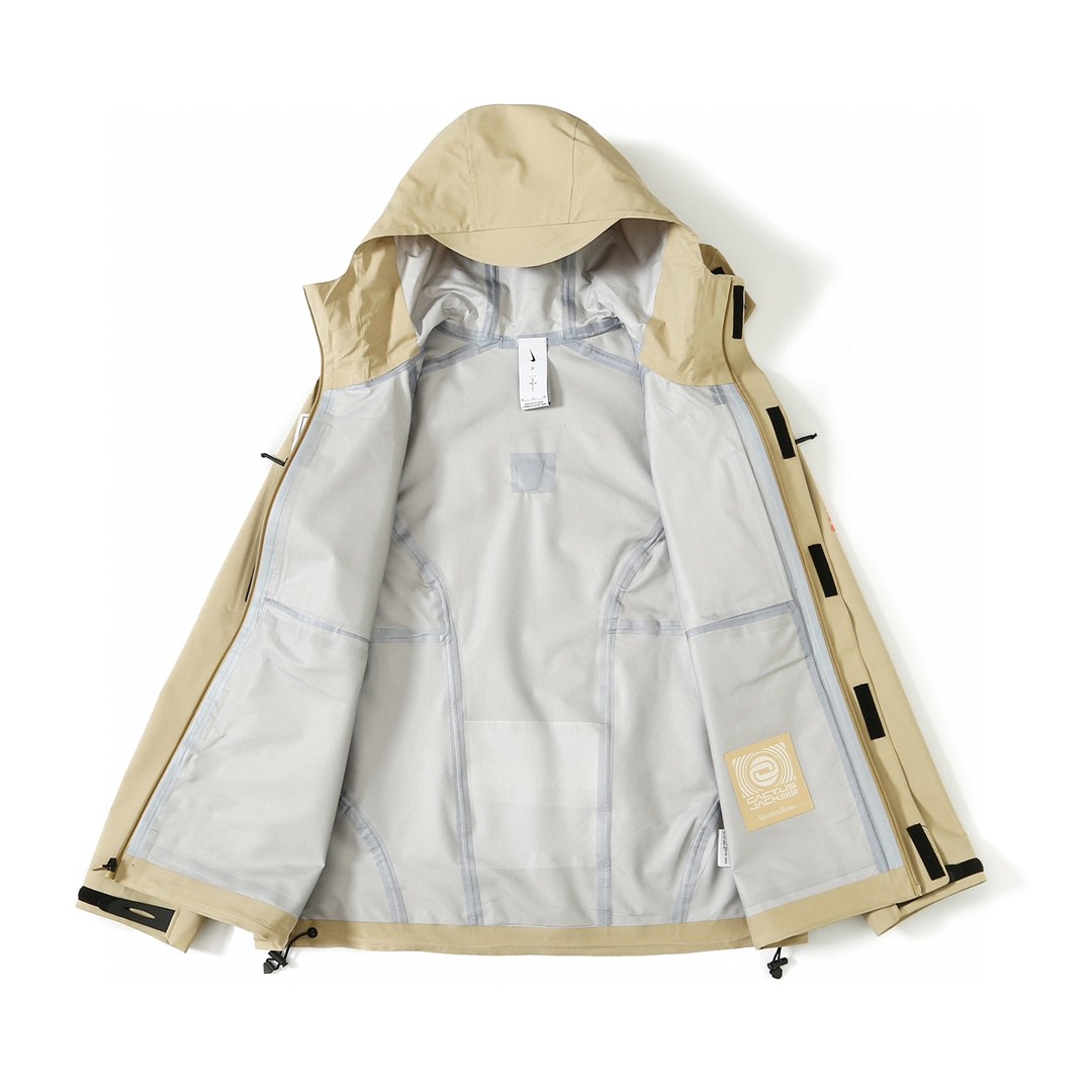 Nike Travis Scott 联名款 GORE TEX 纯色Logo多口袋 连帽夹克  冲锋衣 外套 男款 女款 米色 DM1276-250