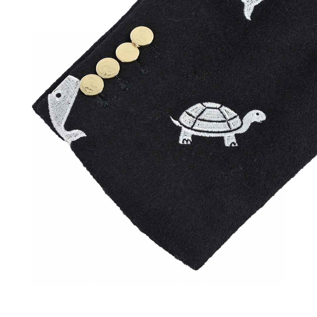 Thom Browne 鲸鱼海龟羊绒西装外套 黑色 长袖 秋冬款 男女同款 