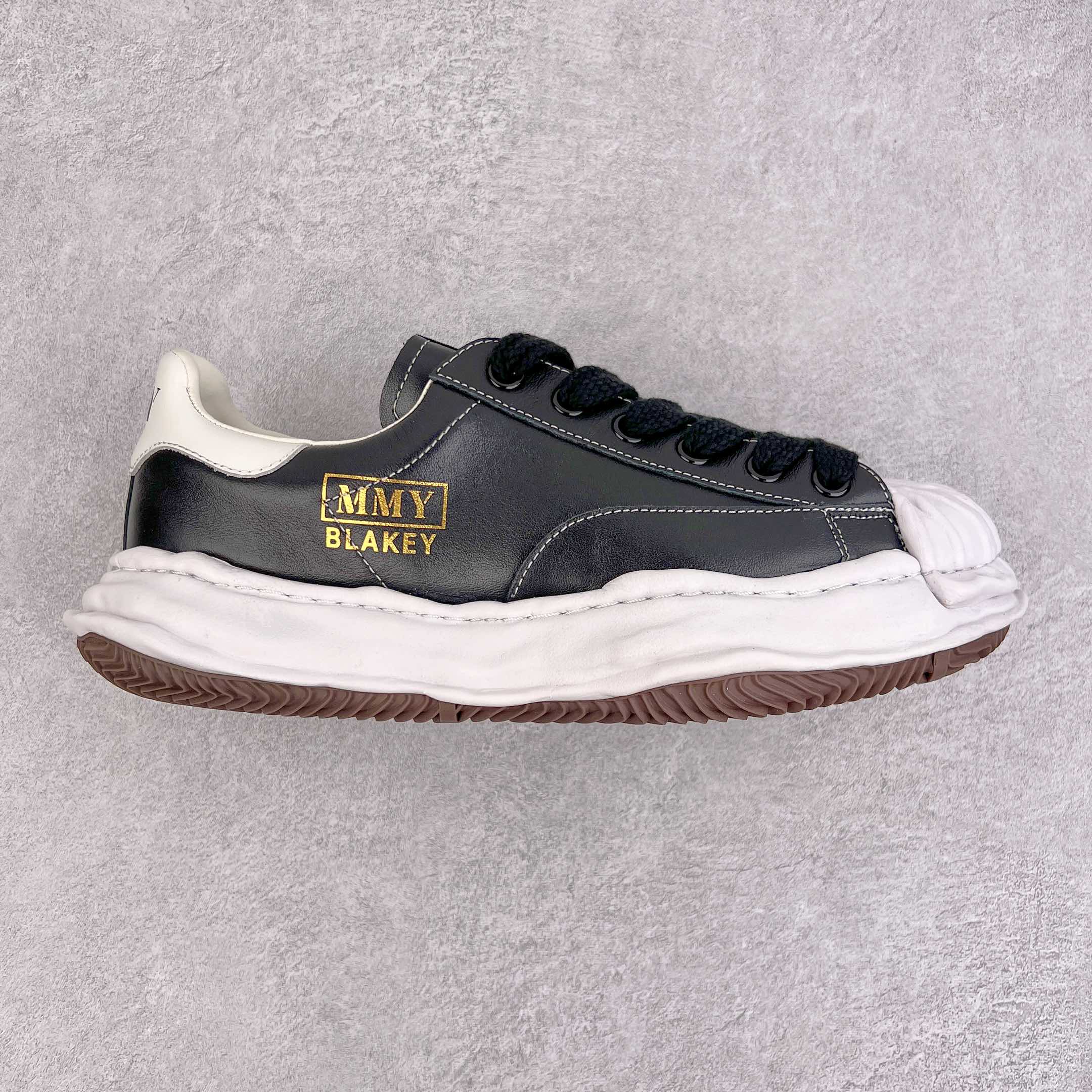 MIHARA YASUHIRO Original MMY 三原康裕 黑色 皮面 水洗做旧 低筒 溶胶鞋 帆布鞋 板鞋 休闲鞋 增高鞋 男鞋 女鞋 