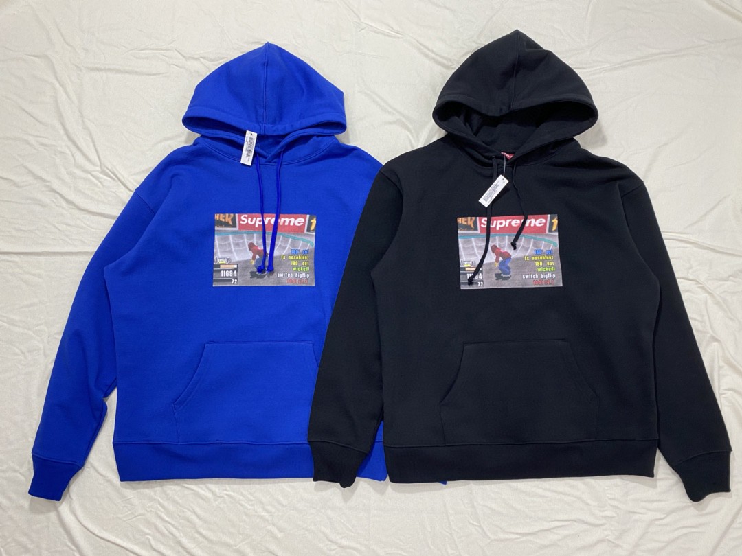 Supreme Week 5 Thrasher 联名款 Hooded Sweatshirt  黑色 蓝色 滑板连帽卫衣 加绒 套头 宽松 男女同款 SUP-FW21-203