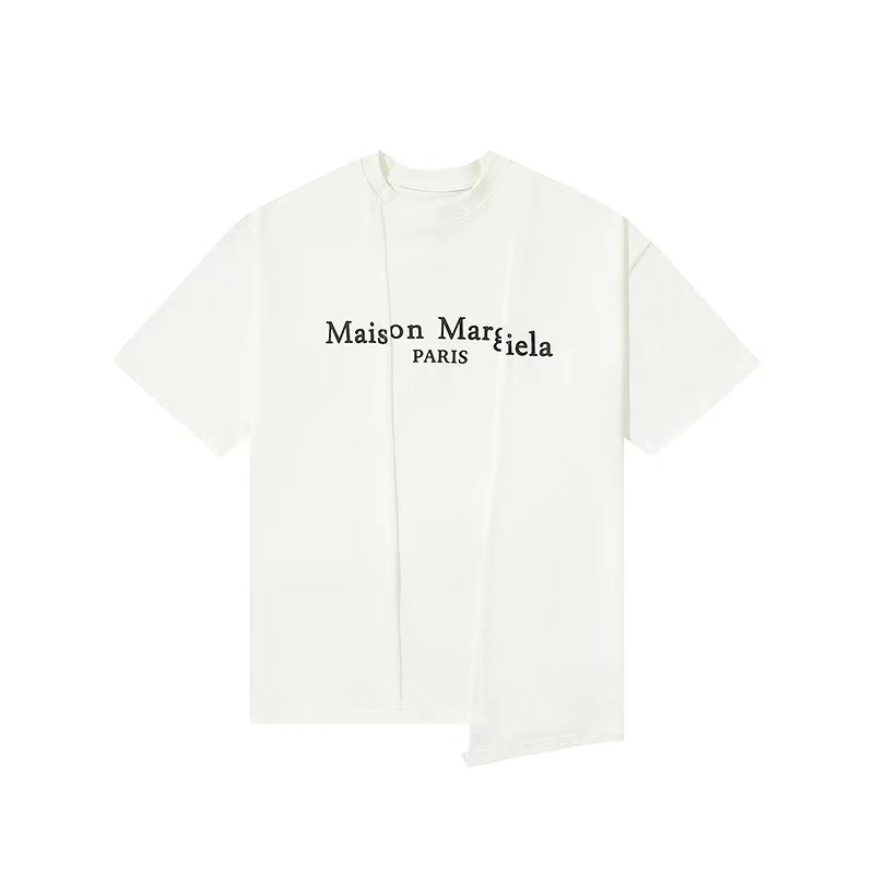 Maison Margiela 马吉拉 胸前字母logo 不规则设计 短袖 黑色 白色  深灰色 T 恤 圆领 套头 夏季 男女同款 