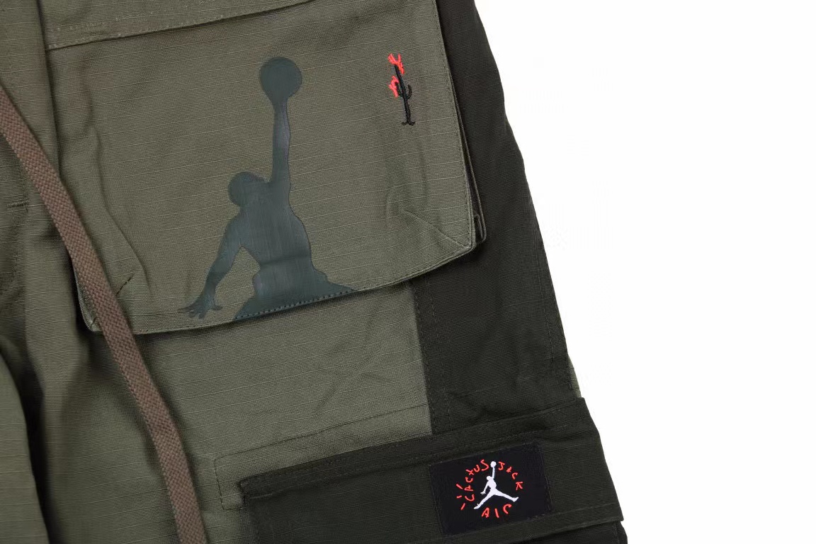 Air Jordan 6 Travis Scott  綠色 聯名 多口袋工裝休閒褲 長褲 直筒褲 棉褲 中腰 春秋款 男款 CQ4394-222